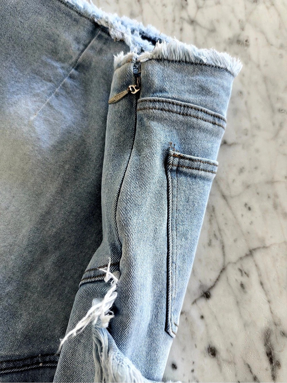 American Bazi Asymmetrical Fringe Denim Skirt - Picture 5 of 7